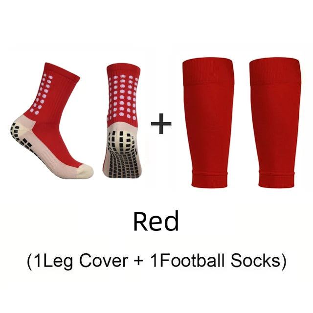 Men's Grip Soccer Socks & Shin Guards Set