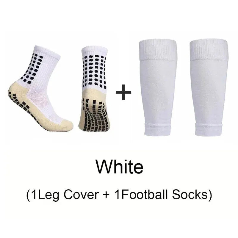Men's Grip Soccer Socks & Shin Guards Set