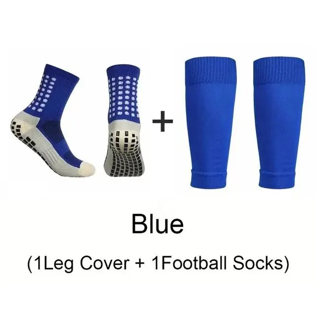 Men's Grip Soccer Socks & Shin Guards Set